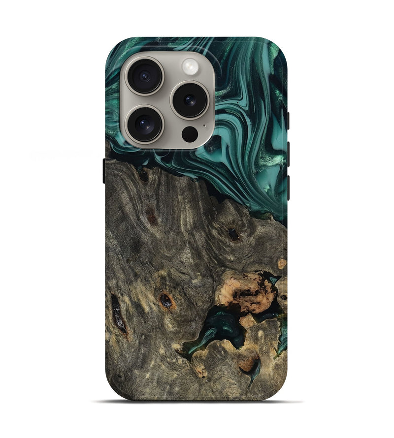 iPhone 16 Pro Wood Live Edge Phone Case - Kisha (Green, 811810)