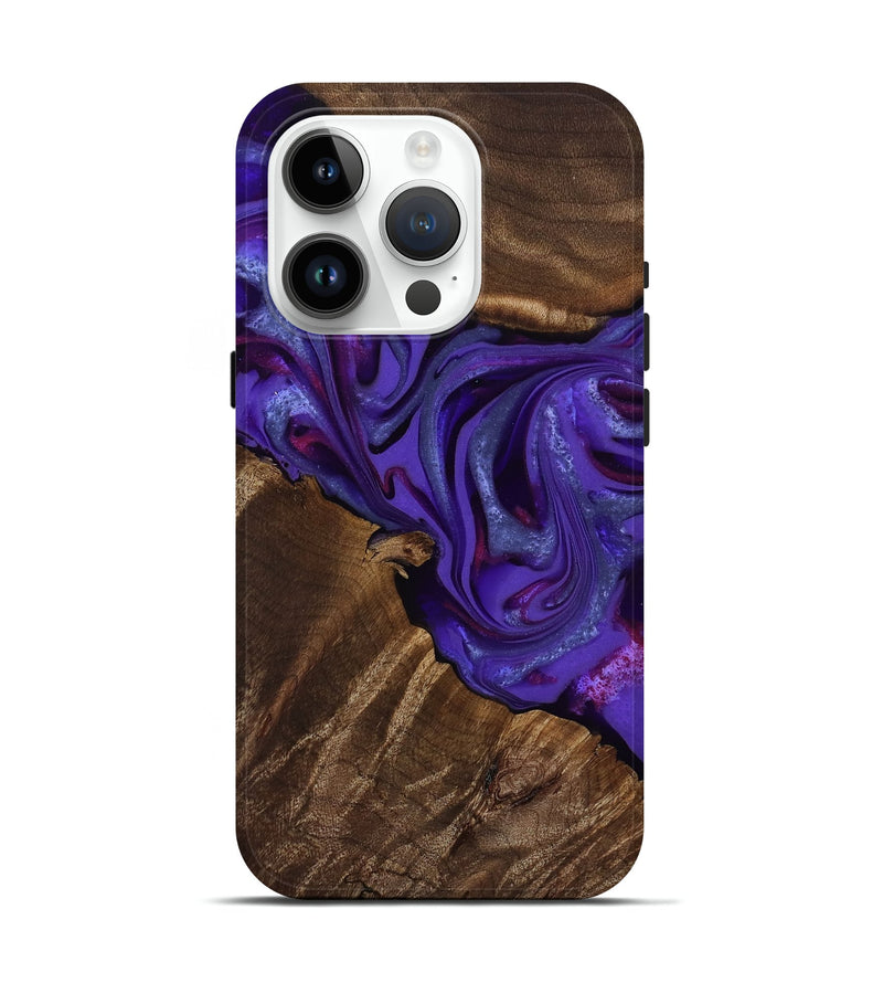 iPhone 15 Pro Wood Live Edge Phone Case - Shaylee (Purple, 811812)