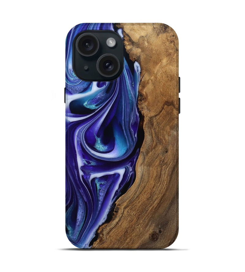 iPhone 15 Wood Live Edge Phone Case - Gerardo (Purple, 811815)