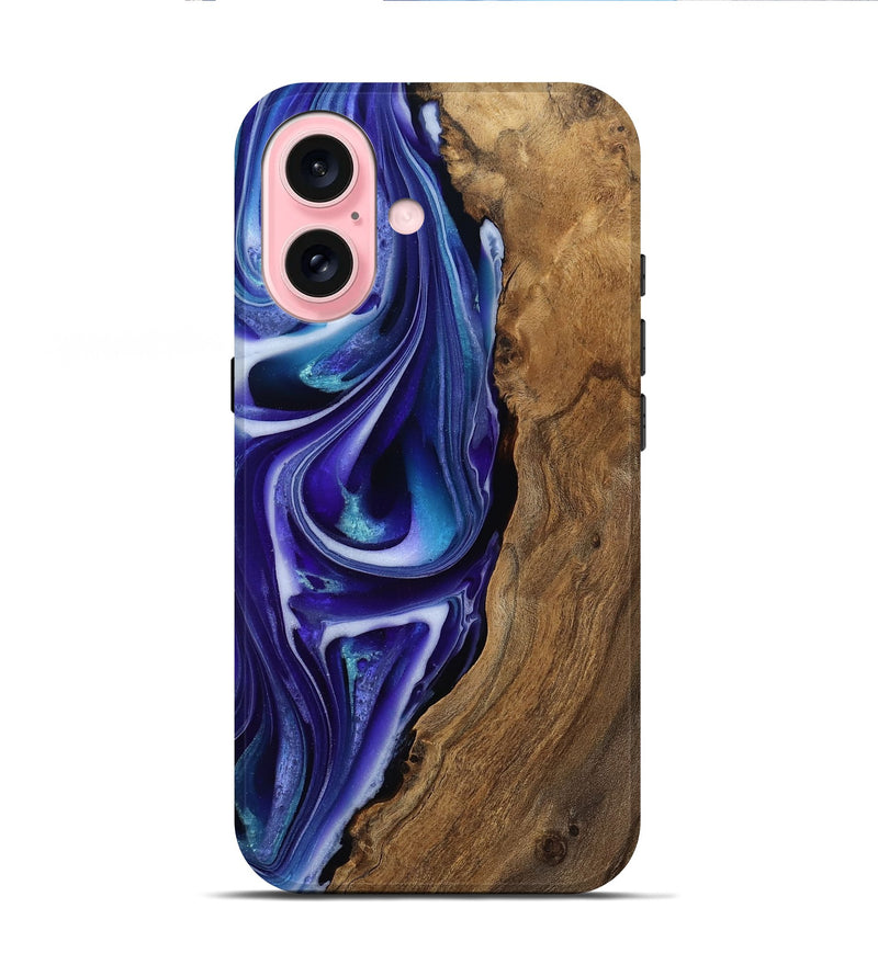 iPhone 16 Wood Live Edge Phone Case - Gerardo (Purple, 811815)
