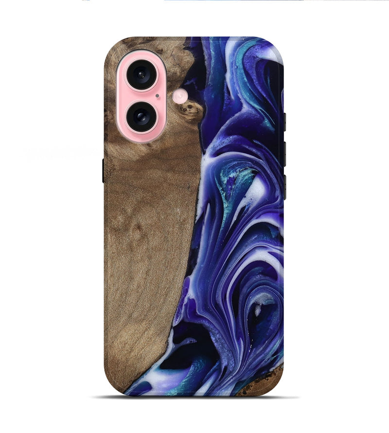 iPhone 16 Wood Live Edge Phone Case - Cayla (Purple, 811816)