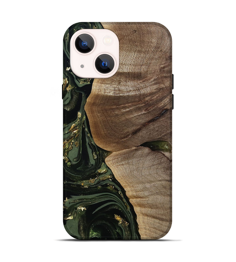 iPhone 14 Wood Live Edge Phone Case - Omer (Green, 811818)
