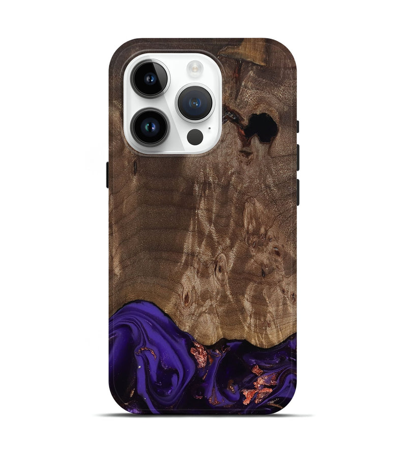 iPhone 15 Pro Wood Live Edge Phone Case - Nan (Purple, 811819)