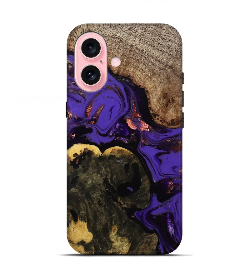 iPhone 16 Wood Live Edge Phone Case - Erwin (Purple, 811821)