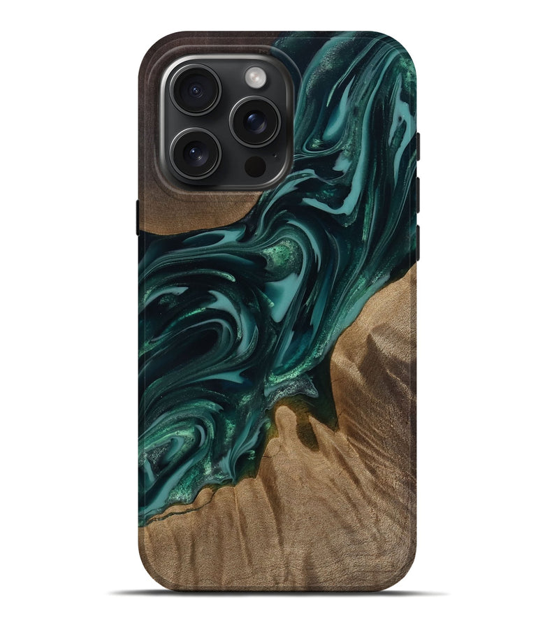 iPhone 16 Pro Max Wood Live Edge Phone Case - Raina (Green, 811822)
