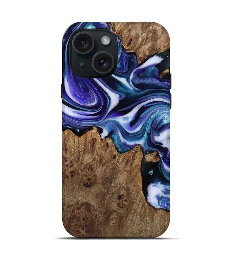 iPhone 15 Wood Live Edge Phone Case - Azalea (Purple, 811824)