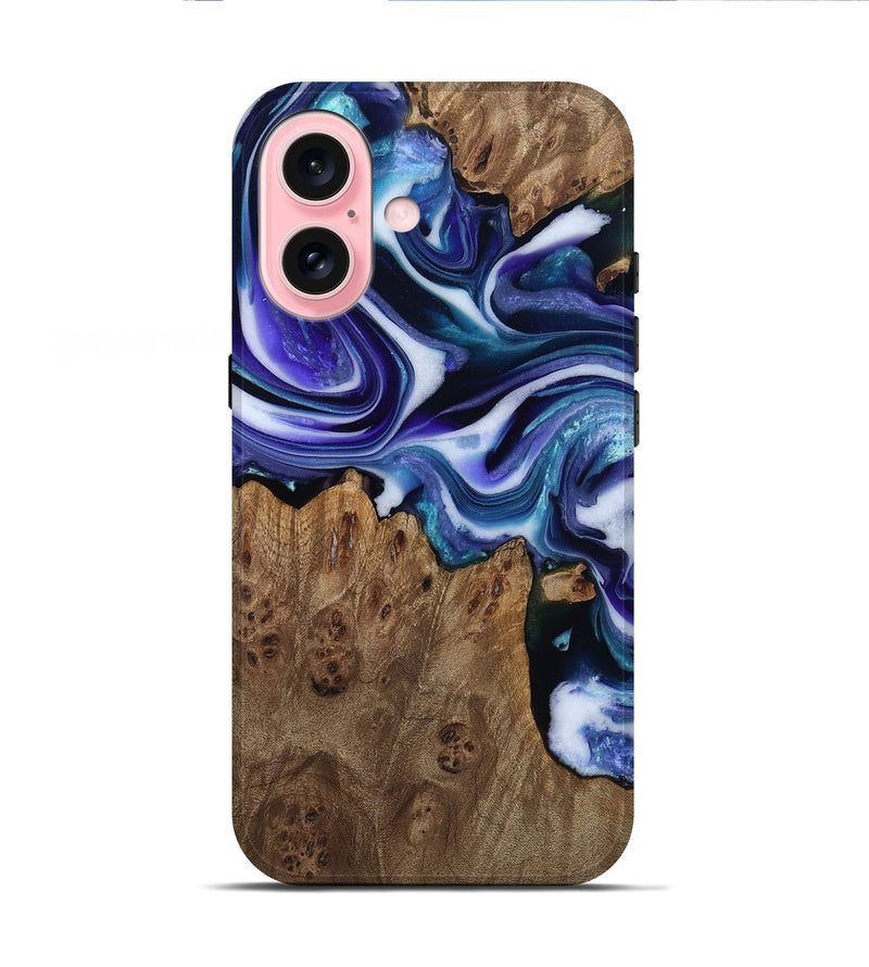 iPhone 16 Wood Live Edge Phone Case - Azalea (Purple, 811824)