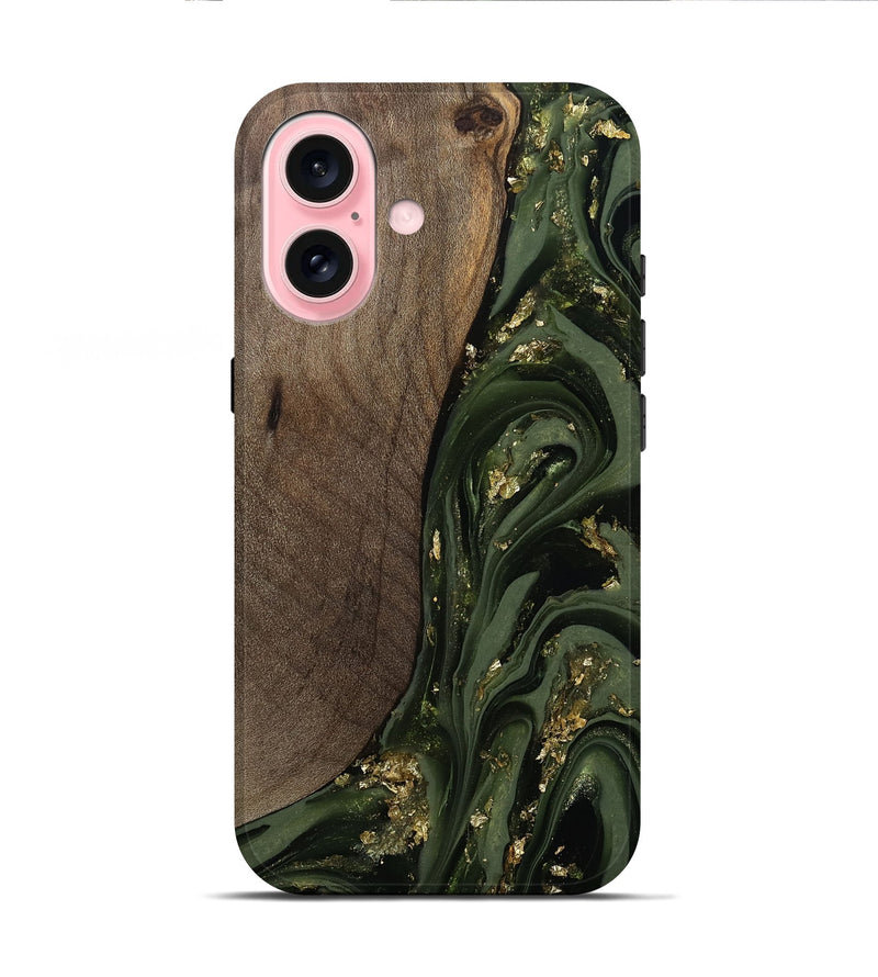 iPhone 16 Wood Live Edge Phone Case - Kaylynn (Green, 811837)