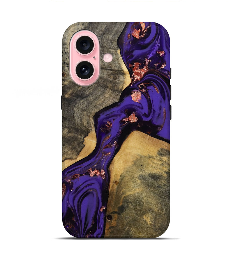 iPhone 16 Wood Live Edge Phone Case - Elbert (Purple, 811840)