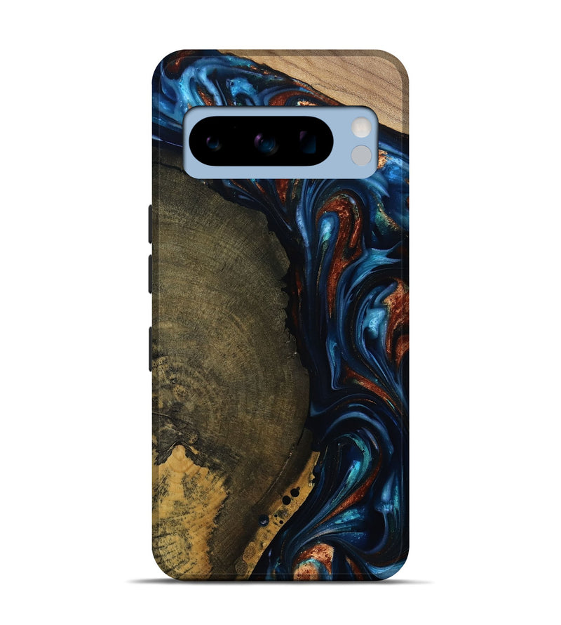 Pixel 8 Pro Wood Live Edge Phone Case - Madisyn (Teal & Gold, 811845)