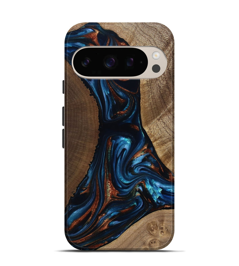 Pixel 10 Pro Wood Live Edge Phone Case - Maximus (Teal & Gold, 811846)