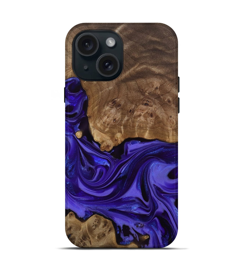 iPhone 15 Wood Live Edge Phone Case - Esme (Purple, 811849)