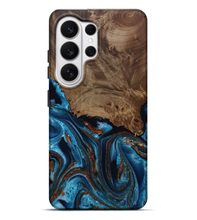 Galaxy S26 Ultra Wood Live Edge Phone Case - India (Teal & Gold, 811871)