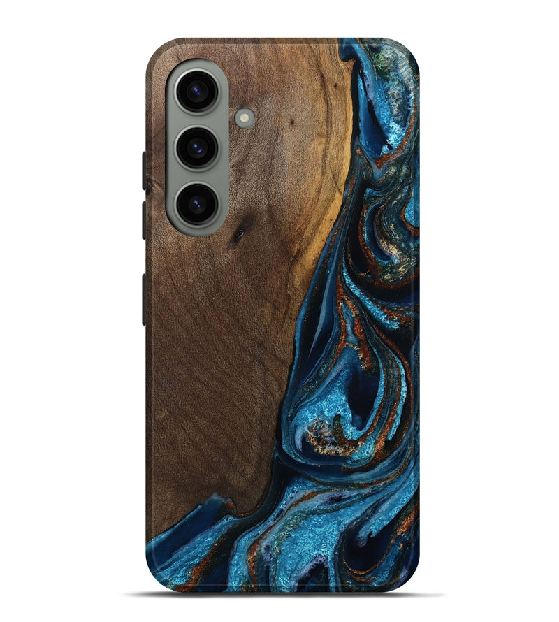 Galaxy S24 Plus Wood Live Edge Phone Case - Delano (Teal & Gold, 811872)