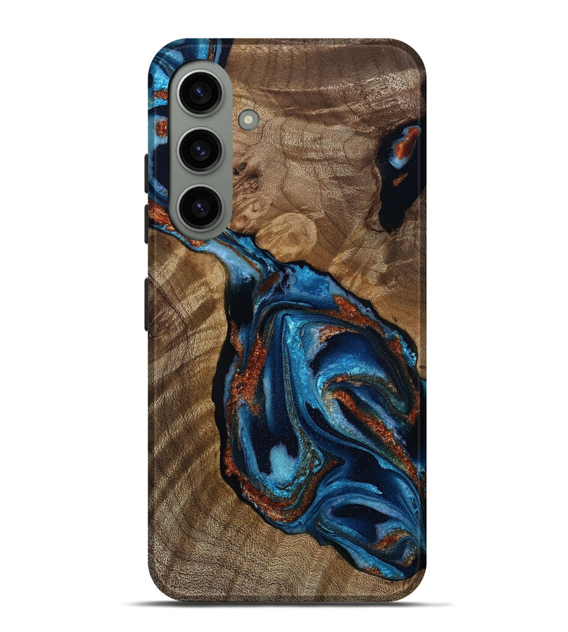 Galaxy S24 Plus Wood Live Edge Phone Case - Fran (Teal & Gold, 811873)