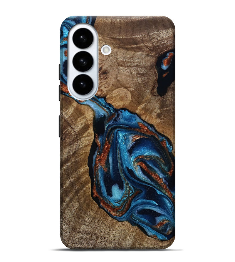 Galaxy S26 Plus Wood Live Edge Phone Case - Fran (Teal & Gold, 811873)
