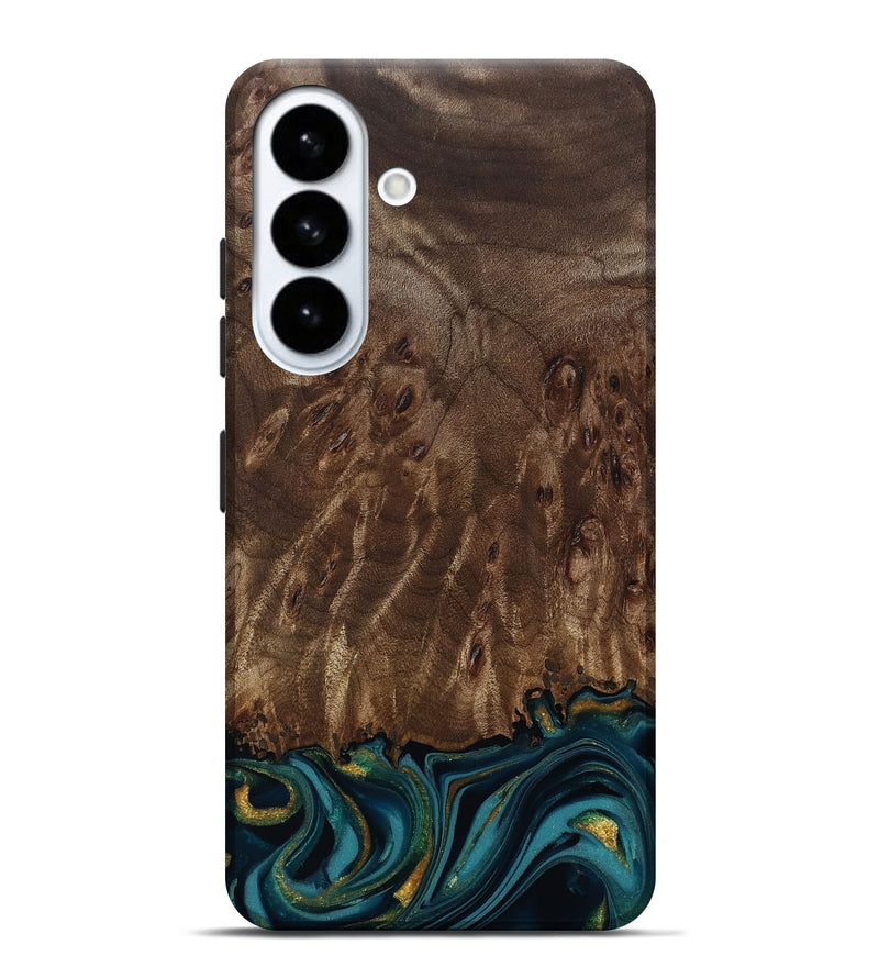 Galaxy S26 Plus Wood Live Edge Phone Case - Errol (Teal & Gold, 811878)