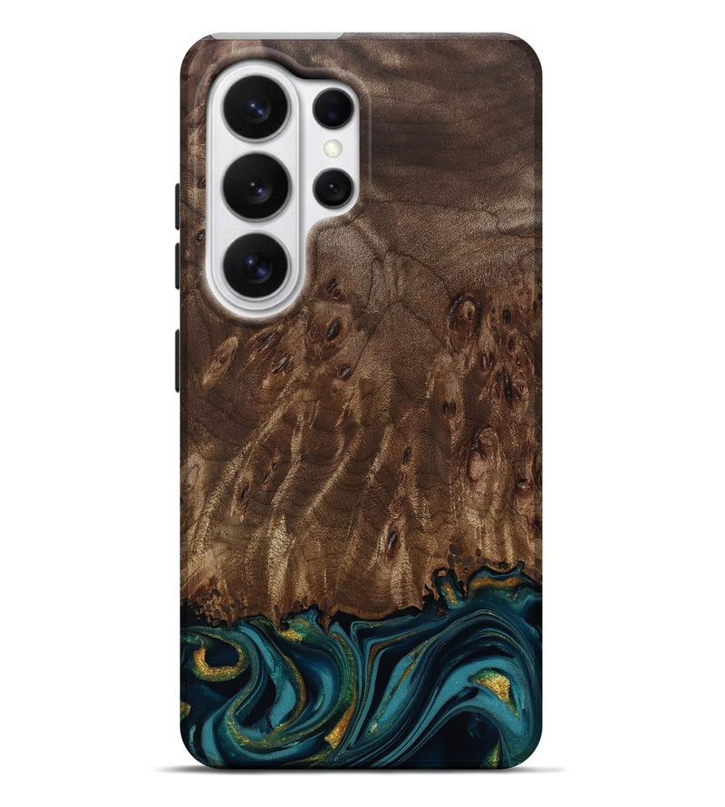 Galaxy S26 Ultra Wood Live Edge Phone Case - Errol (Teal & Gold, 811878)