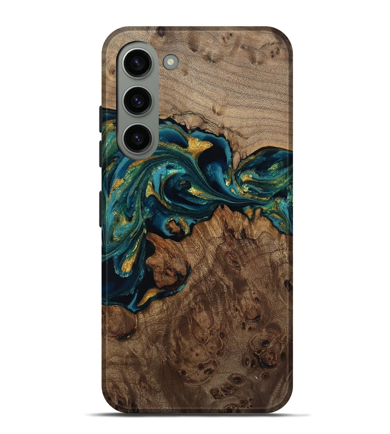 Galaxy S23 Plus Wood Live Edge Phone Case - Jaylin (Teal & Gold, 811882)
