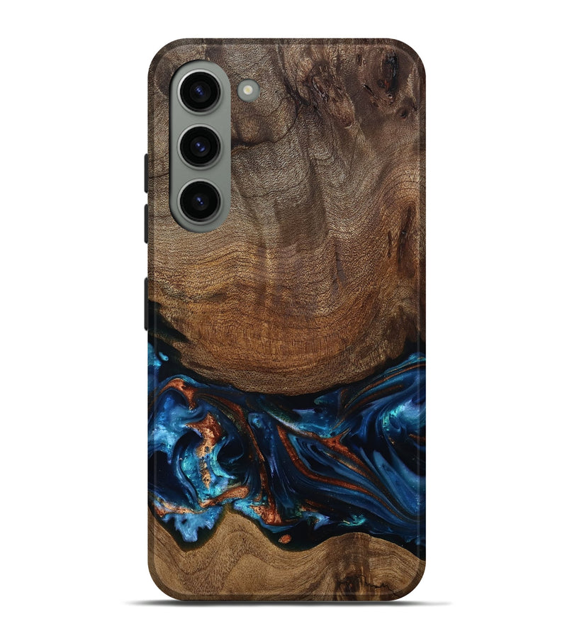 Galaxy S23 Plus Wood Live Edge Phone Case - Julius (Teal & Gold, 811884)