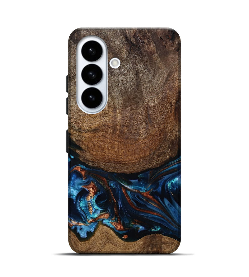 Galaxy S26 Wood Live Edge Phone Case - Julius (Teal & Gold, 811884)