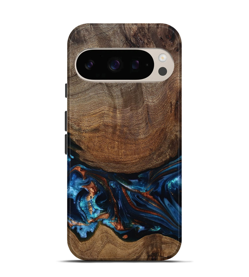 Pixel 10 Wood Live Edge Phone Case - Julius (Teal & Gold, 811884)