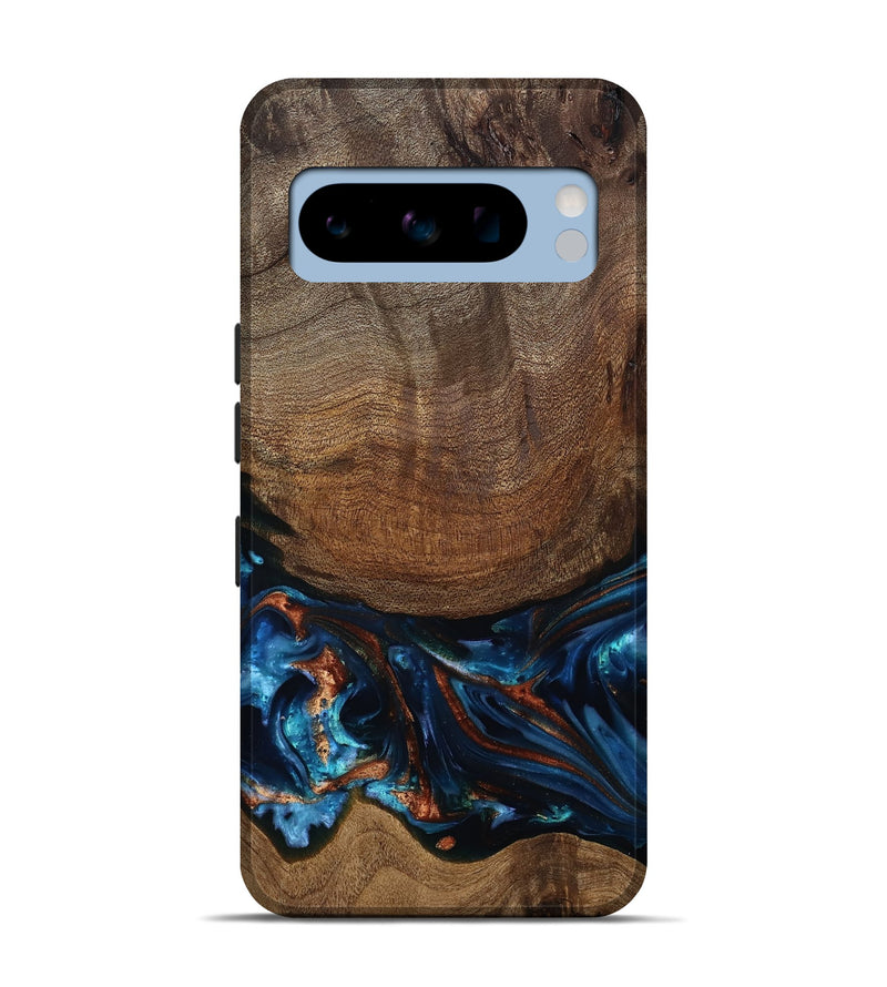 Pixel 8 Pro Wood Live Edge Phone Case - Julius (Teal & Gold, 811884)