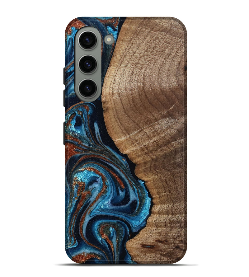 Galaxy S23 Plus Wood Live Edge Phone Case - Ludwig (Teal & Gold, 811888)