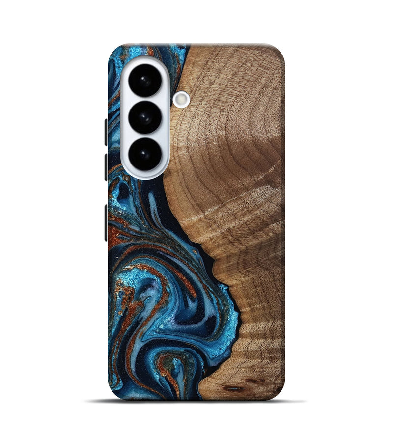Galaxy S26 Wood Live Edge Phone Case - Ludwig (Teal & Gold, 811888)