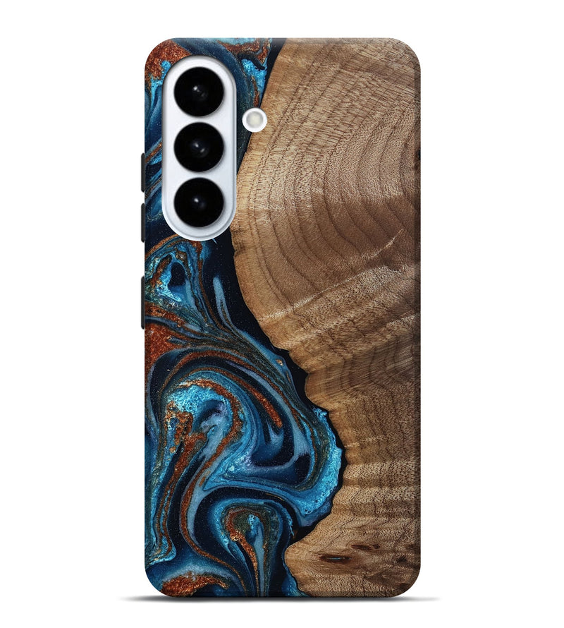 Galaxy S26 Plus Wood Live Edge Phone Case - Ludwig (Teal & Gold, 811888)