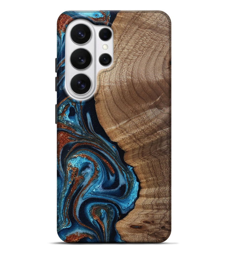 Galaxy S26 Ultra Wood Live Edge Phone Case - Ludwig (Teal & Gold, 811888)