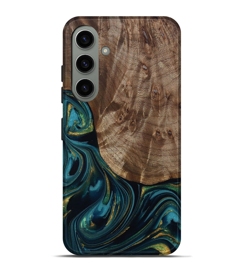 Galaxy S24 Plus Wood Live Edge Phone Case - Logan (Teal & Gold, 811889)