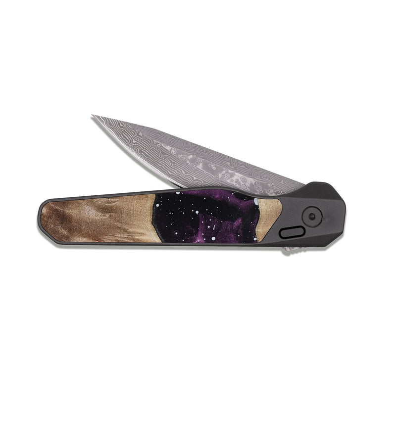 EDC Dark Damascus Wood Pocket Knife - Eliel (Cosmos, 811965)