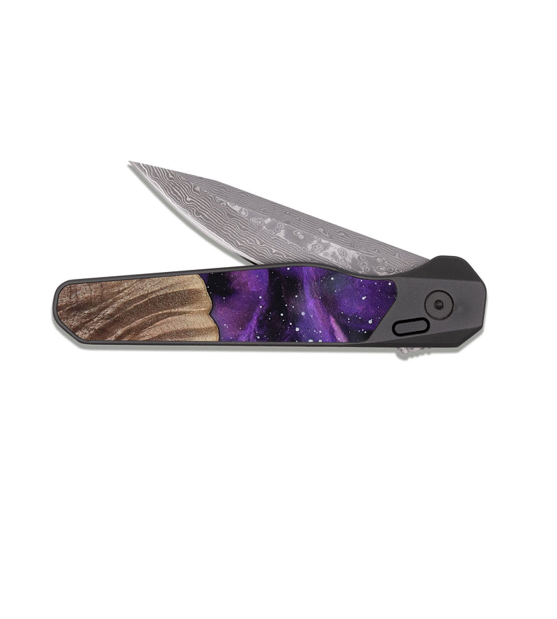 EDC Dark Damascus Wood Pocket Knife - Sage (Cosmos, 811973)