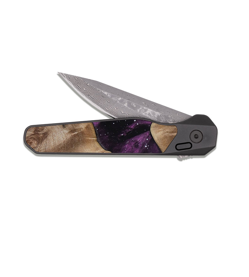 EDC Dark Damascus Wood Pocket Knife - Lenore (Cosmos, 811978)