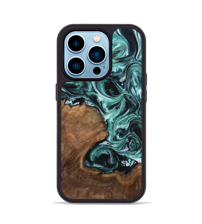 iPhone 14 Pro Wood Phone Case - Lavina (Green, 811983)