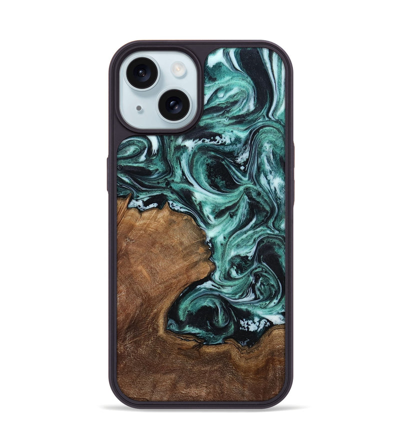 iPhone 15 Wood Phone Case - Lavina (Green, 811983)