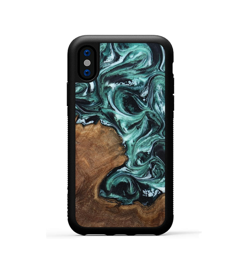 iPhone Xs Wood Phone Case - Lavina (Green, 811983)