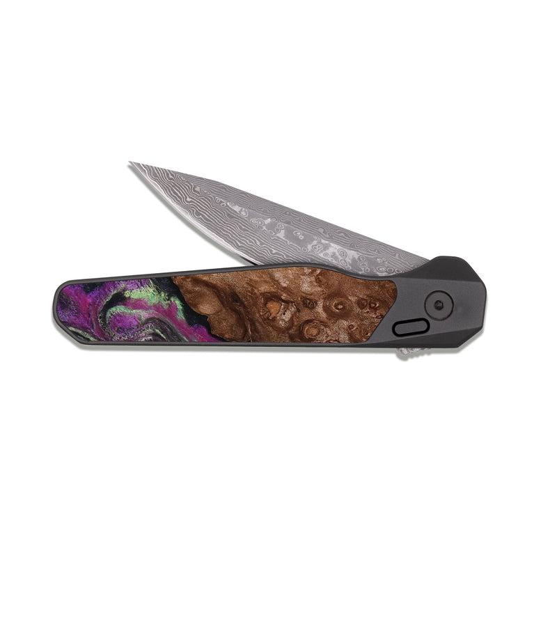 EDC Dark Damascus Wood Pocket Knife - Holli (Green, 811999)