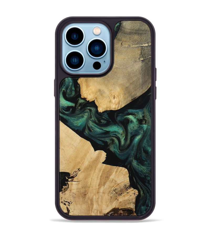 iPhone 14 Pro Max Wood Phone Case - Alina (Green, 812001)
