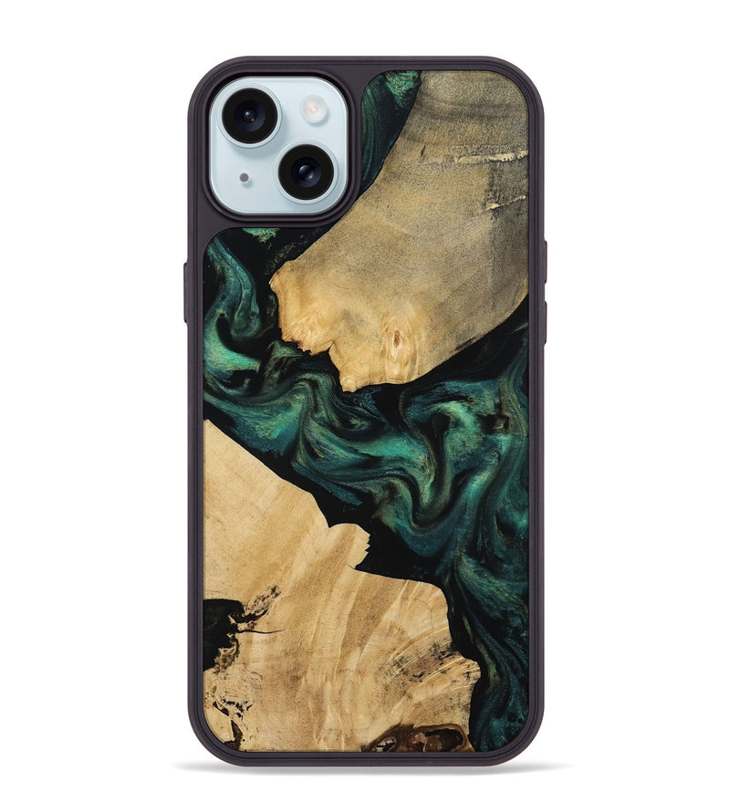 iPhone 15 Plus Wood Phone Case - Alina (Green, 812001)