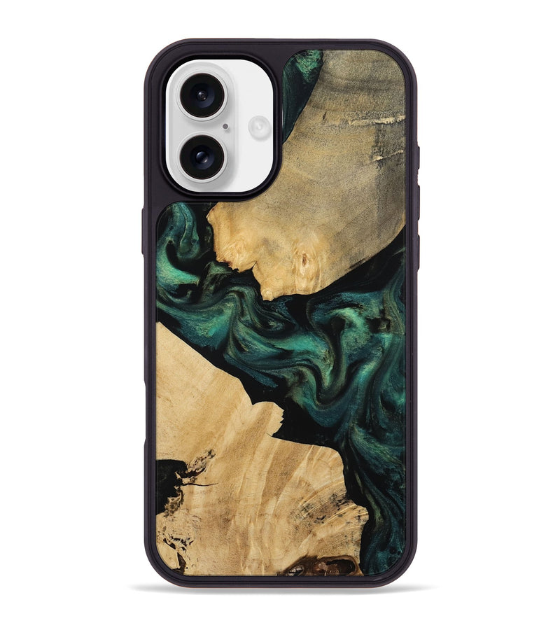 iPhone 16 Plus Wood Phone Case - Alina (Green, 812001)