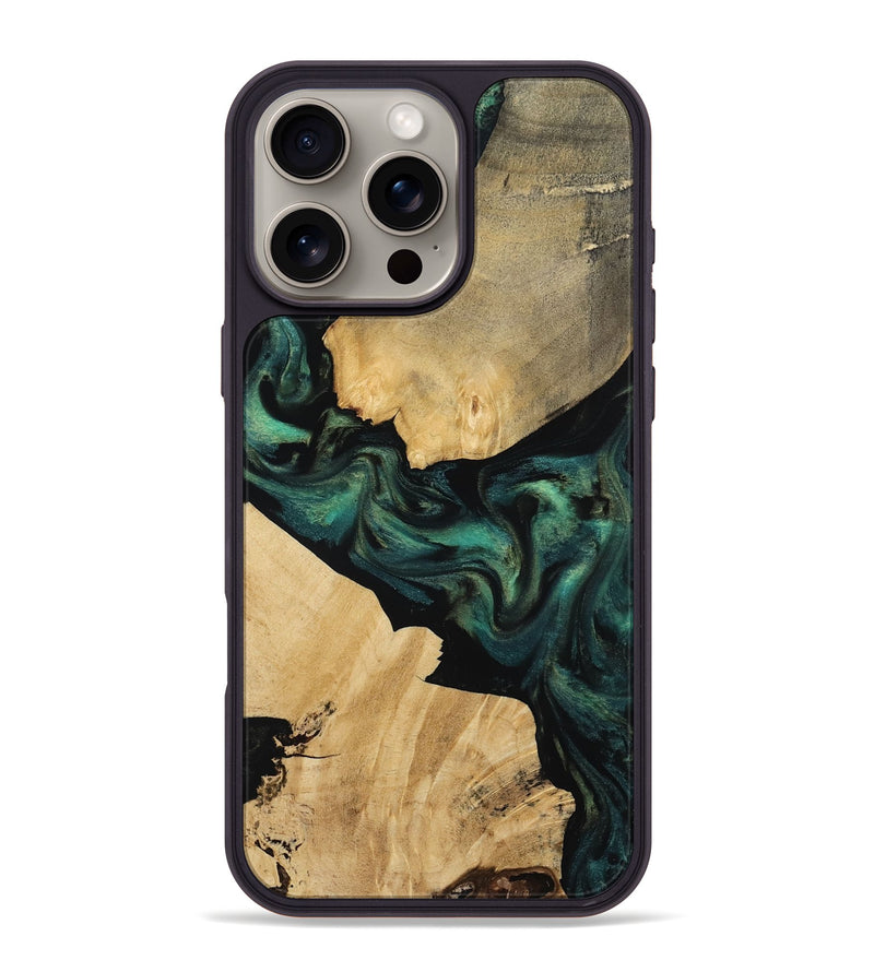 iPhone 16 Pro Max Wood Phone Case - Alina (Green, 812001)