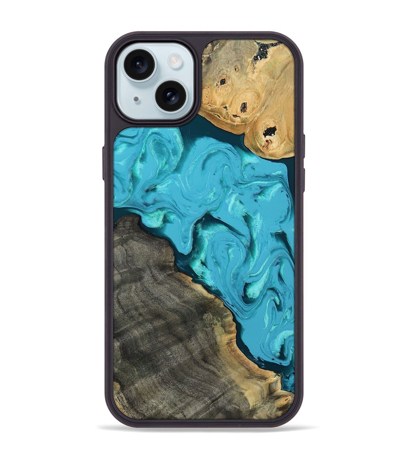 iPhone 15 Plus Wood Phone Case - Corbin (Blue, 812012)