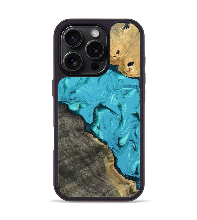 iPhone 16 Pro Wood Phone Case - Corbin (Blue, 812012)