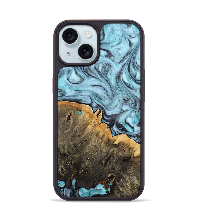 iPhone 15 Wood Phone Case - Osman (Blue, 812014)