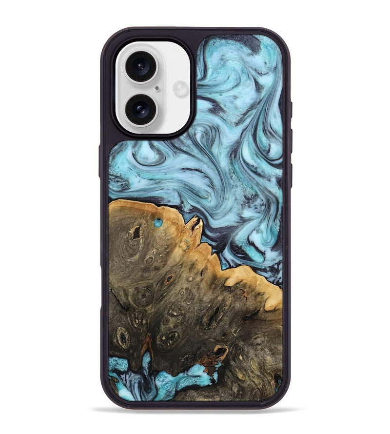 iPhone 16 Plus Wood Phone Case - Osman (Blue, 812014)