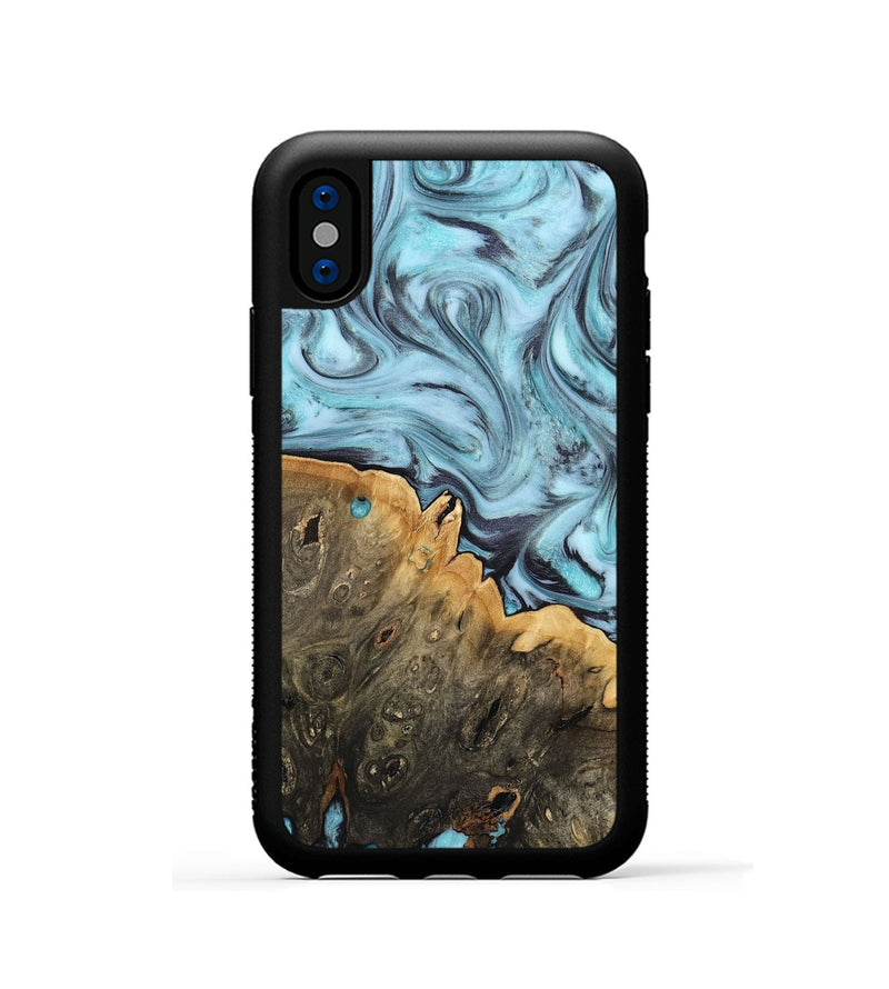 iPhone Xs Wood Phone Case - Osman (Blue, 812014)