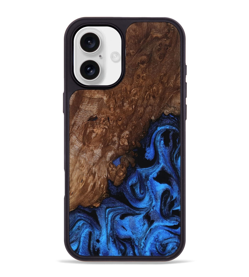 iPhone 16 Plus Wood Phone Case - Loyd (Blue, 812016)