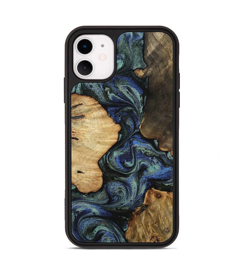 iPhone 11 Wood Phone Case - Devyn (Blue, 812020)